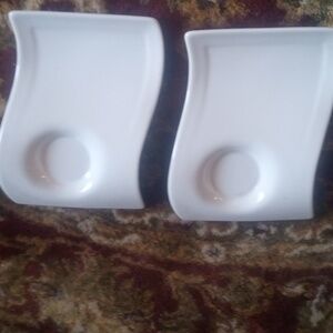 Villeroy And BochNew Wave Ceramic Serving Platters 2 Large With Cup Holders